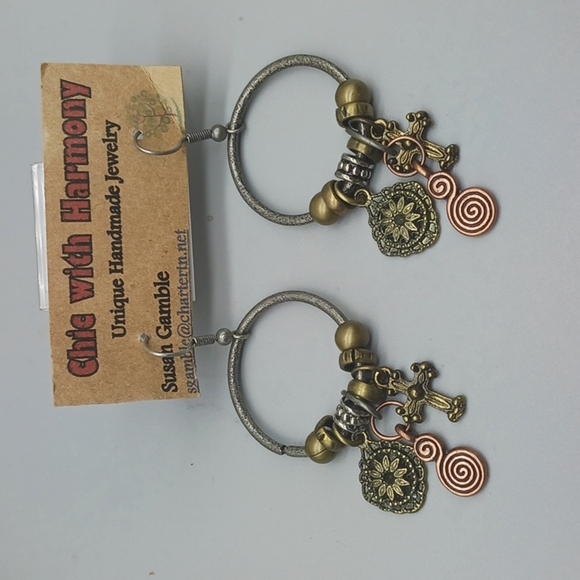 Gold and Silver Handmade Earrings - Picture 1 of 7